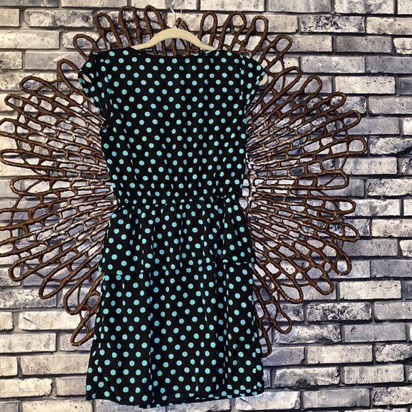 Cap Sleeve Peplum Ruffle Polkadot Mini Dress M - Picture 4 of 5